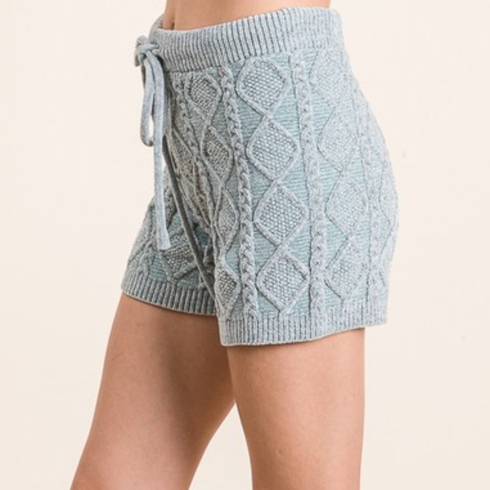 Cable Knit Soft Chenille Lounge Set DUST SAGE - Picture 7 of 12